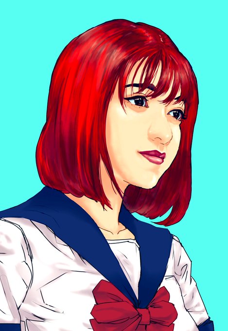 赤髪なので友人達にはクス子と呼ばれている女の子が画像アプリで加工した前後の比較。 