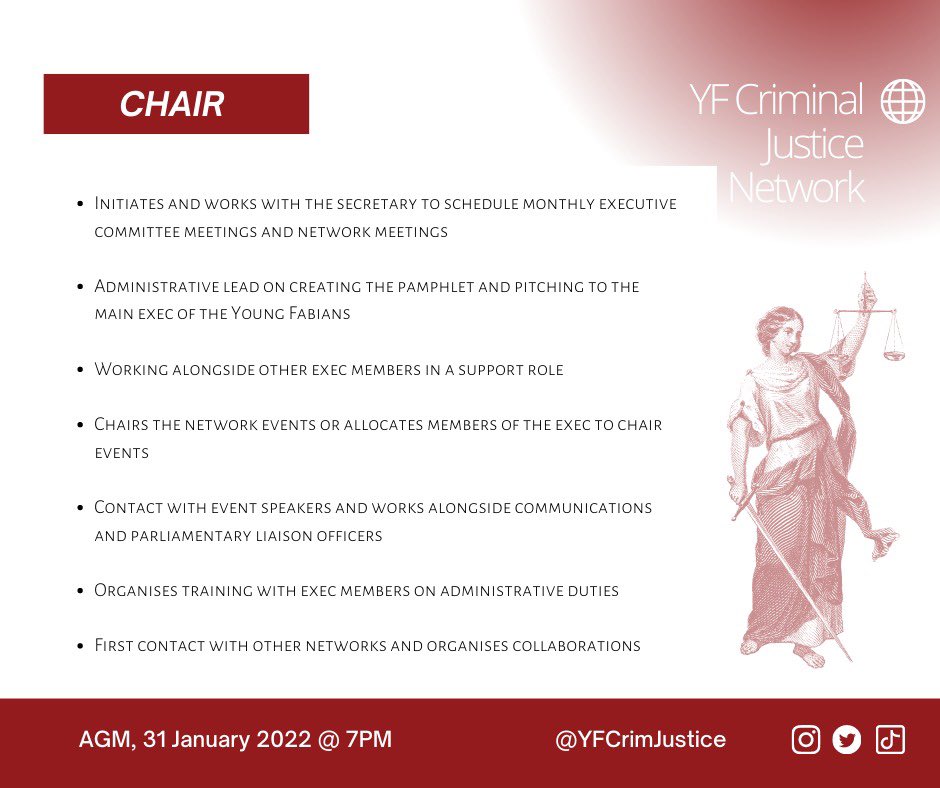 YFCrimJustice's tweet photo. ⚖️ Our AGM is on the 31st of January! If you’re thinking of standing for a role on the steering committee, but want to know more, we’ve put together some role descriptors!

(1/2) https://t.co/CTVnG3fIt2