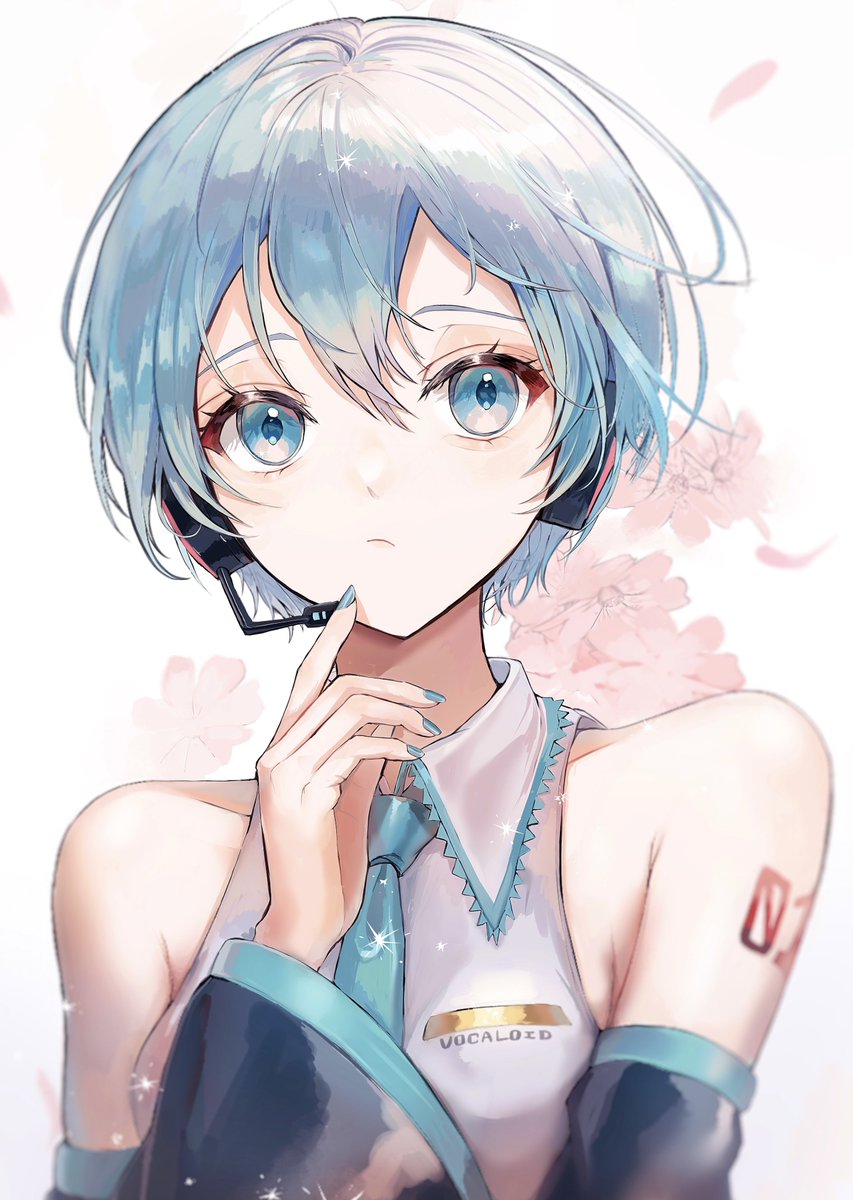 hatsune miku 1girl solo alternate hair length short hair necktie alternate hairstyle detached sleeves  illustration images