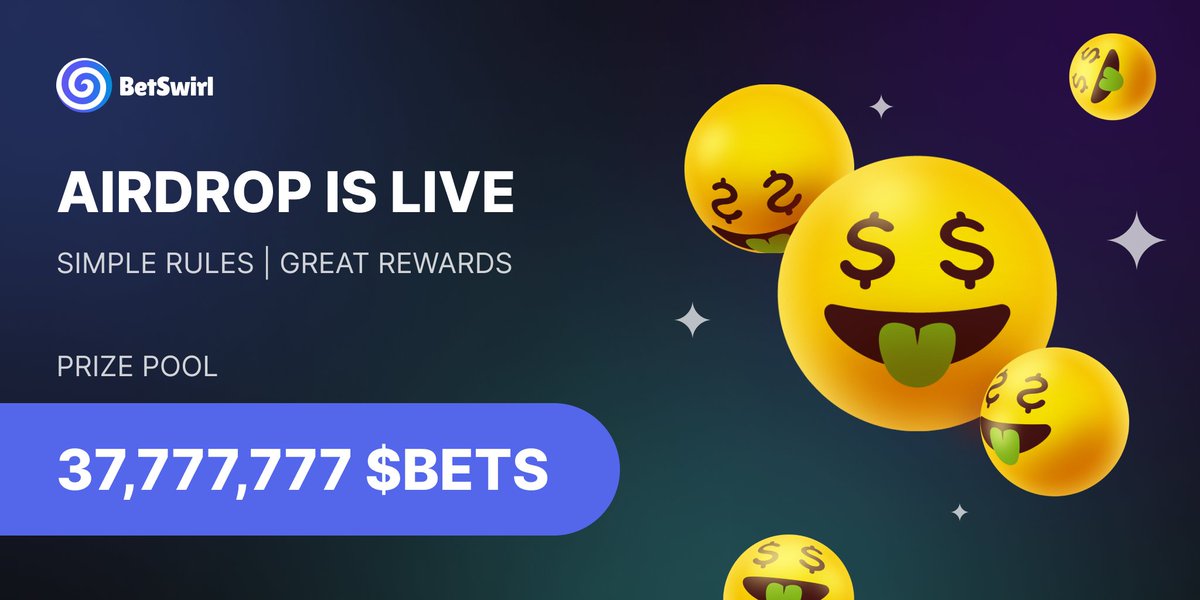 AIRDROP IS LIVE! 

💸 Simple rules, great rewards ;)

👉 Check this link: gleam.io/erGCU/betswirl…

#BetSwirl #airdrop #win #onlinecasino #goodbets #fairplay #defi #gambling #BETS #polygon #GameFi #PlayToEarn