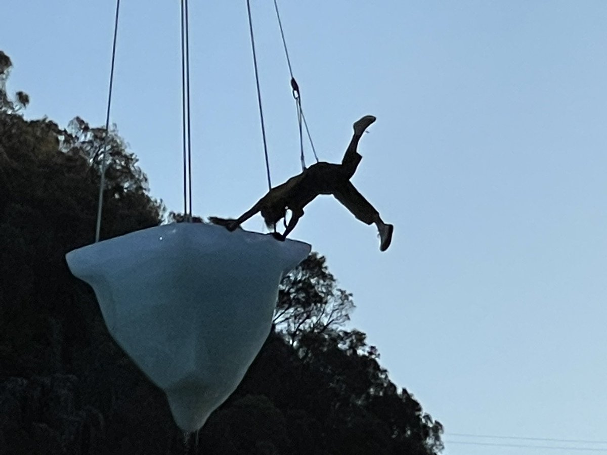 subbie's tweet photo. Thaw, created by Legs on the Wall. A woman, alone on a melting iceberg. A very cool call to act on climate @MONAFOMA ❄️🔥 ‘No Time to Waste.’ #launceston #cataractgorge #thaw #monafoma https://t.co/PBW2YGxnHE