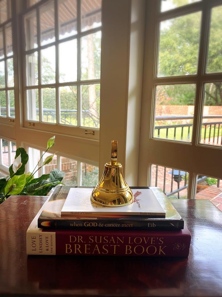 This is the bell I rang for my final Chemo Treatment. It is now happily the property of the Governor’s Mansion (as are the wonderful motivational and inspirational books we’ve been sent along the way, thank you). Hopefully, their display will symbolize hope, humility and faith.