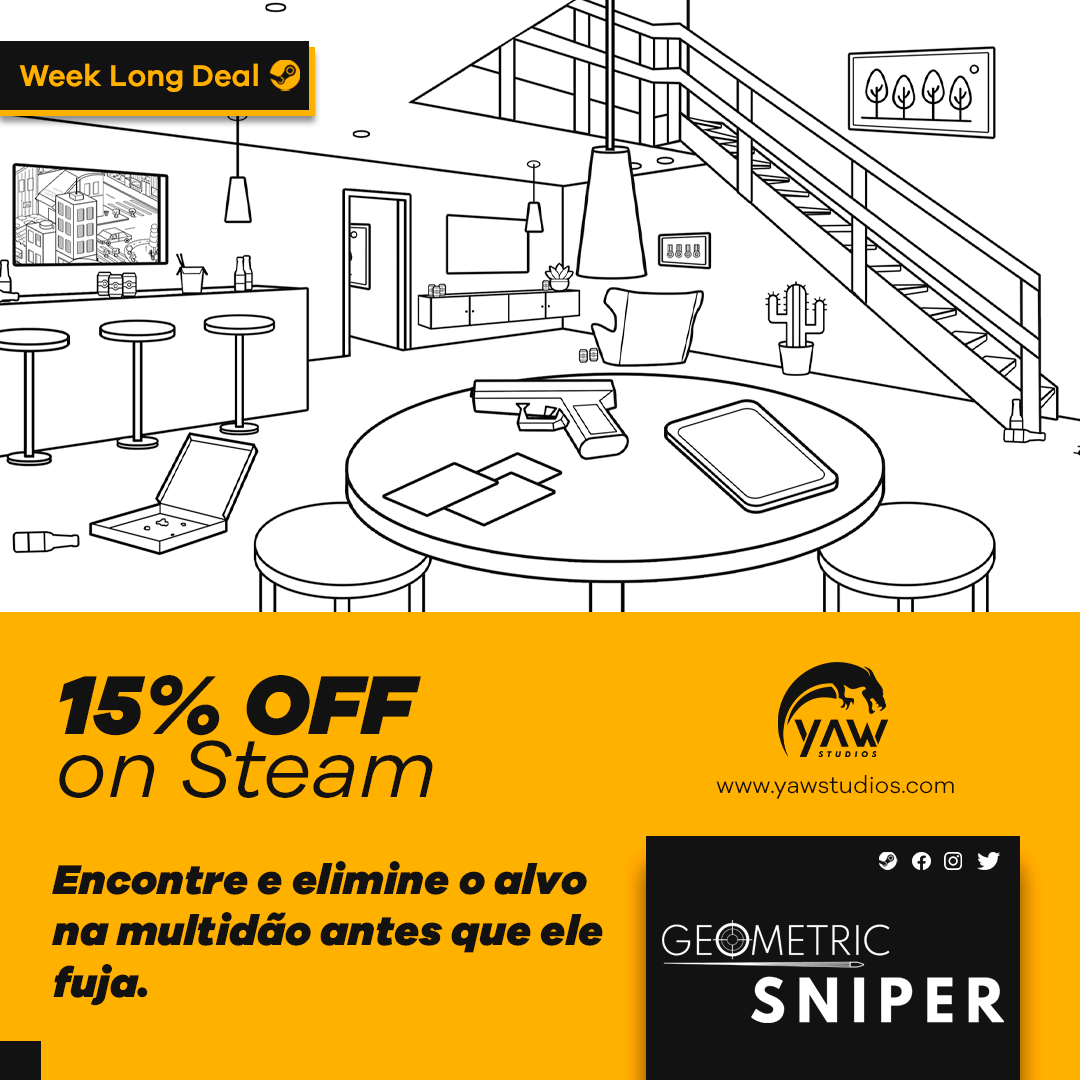 YawStudios's tweet photo. Geometric Sniper, em promoção essa semana!!
.
Você está preparado?
.
.
#gsz #steam #indie #closedbeta #yaw #dev #gamedev https://t.co/Qroudk9sPI