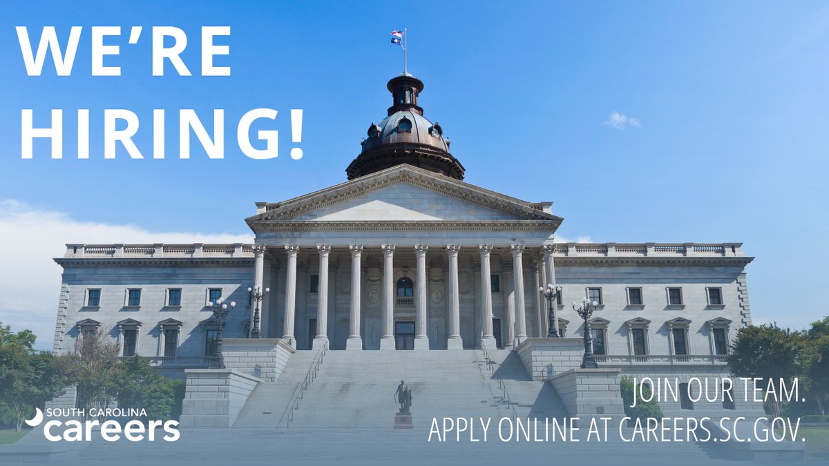 sc_deptofadmn's tweet photo. The state of South Carolina is #hiring! Visit https://t.co/5hMYcYxY2p today to discover the possibilities and to help #accelerateSC! https://t.co/8Fl9AMakPc