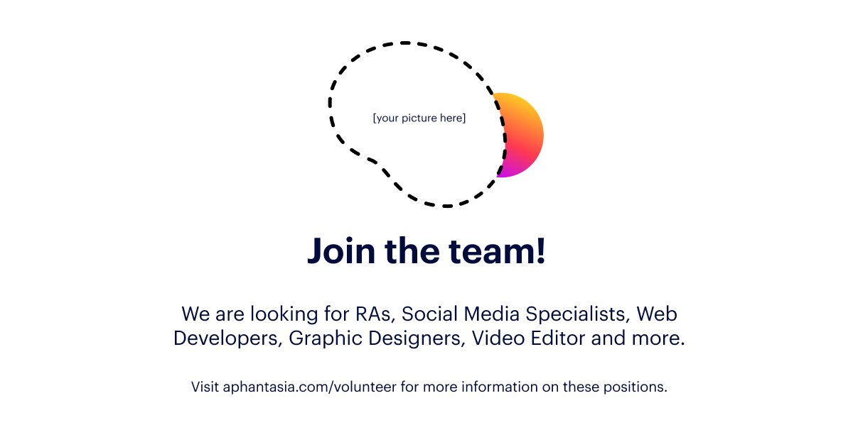 Aphantasia awareness is spreading and we have big plans for 2022. Want to join our team? Check out aphantasia.com/volunteer 🧠✨

#aphantasia