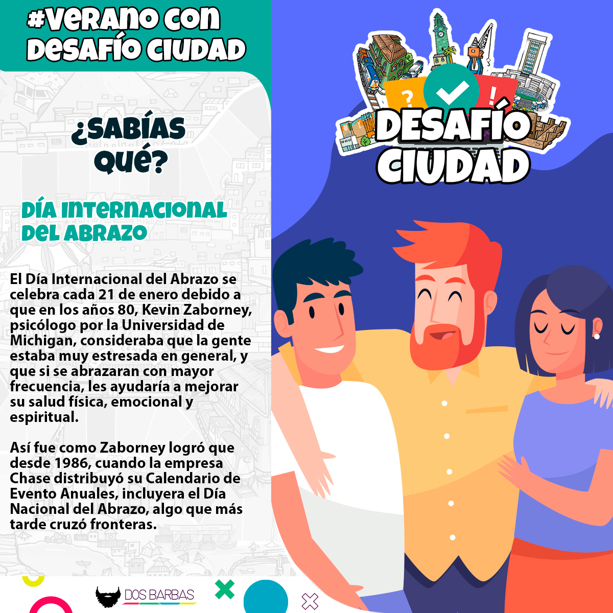 DesafioCiudadCL's tweet photo. 📌 #SabíasQué 🤔
#DíaInternacionaldelAbrazo 💛
🔸 Nada más reconfortante que un abrazo de nuestros seres queridos 🤩
#DesafíoCiudad #VeranoConDesafíoCiudad 🌞
#DosBarbas https://t.co/NN4fL5cWK2