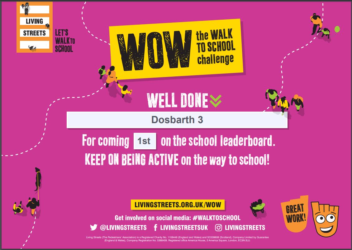 brynderiprimary's tweet image. Llongyfarchiadau to our first week leaders on the @livingstreets Active Travel School Challenge! Da iawn Dosbarth 3 @bdps_25 #swaptheschoolrunforaschoolwalk #BestWeCanBe #GoingforGoals