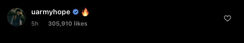 「220121|انستقرام」 

قام جيهوب بالتعليق أسفل منشور جونقكوك عبر حسابه الشخصي على الانستقرام 

جيهوب : 🔥

#JHOPE⁩ ⁦#제이홉⁩