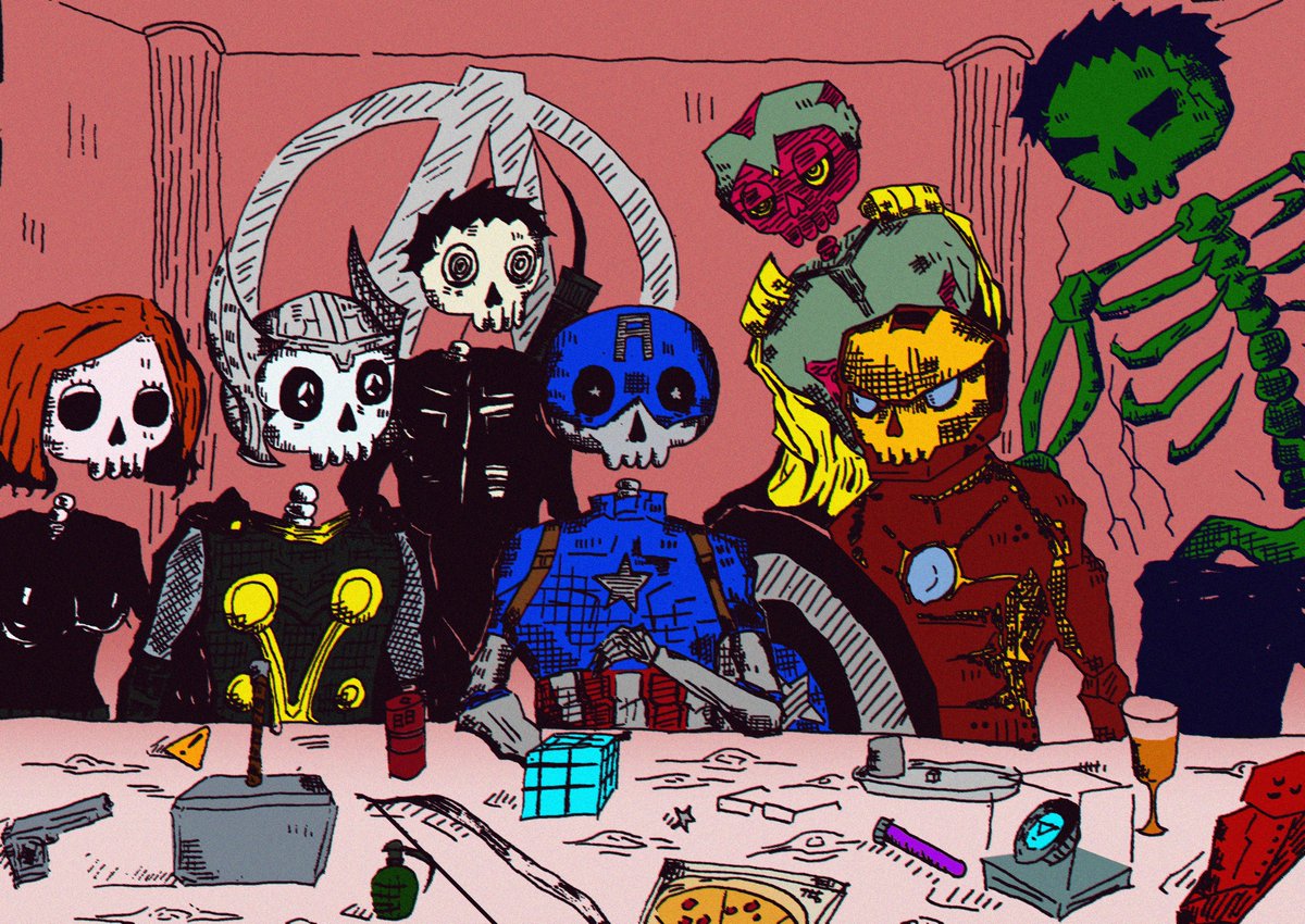 ShinkleDaniel1's tweet photo. Inspired by The Avengers and The Last Supper
 #FLEXYOURBONE 
@TastyBonesNFT https://t.co/diYEQUwoLQ