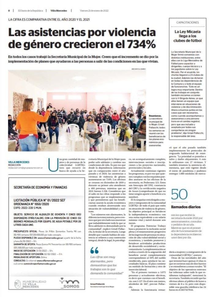 GriselPollacchi's tweet photo. Registro anual 2021 de la Secretaria de la Mujer Municipalidad de Villa Mercedes 💜🏳️‍🌈 @VillaMercedesSL
Trabajamos todos los días para la construcción de una sociedad más justa, igualitaria y libre de violencias por motivos de género. https://t.co/2nG0TglUJP