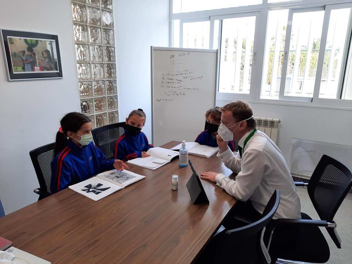BSB_Barcelona's tweet photo. Today we had the pleasure to host @Learning2021_22, School Improvement Partner @CognitaSchools, at #BSBSitges. Our students had the opportunity to meet him and discuss the work they do in lessons as part of our School Improvement Plan.

#StudentVoice #BSBOutstanding https://t.co/3B7HqYYvTX