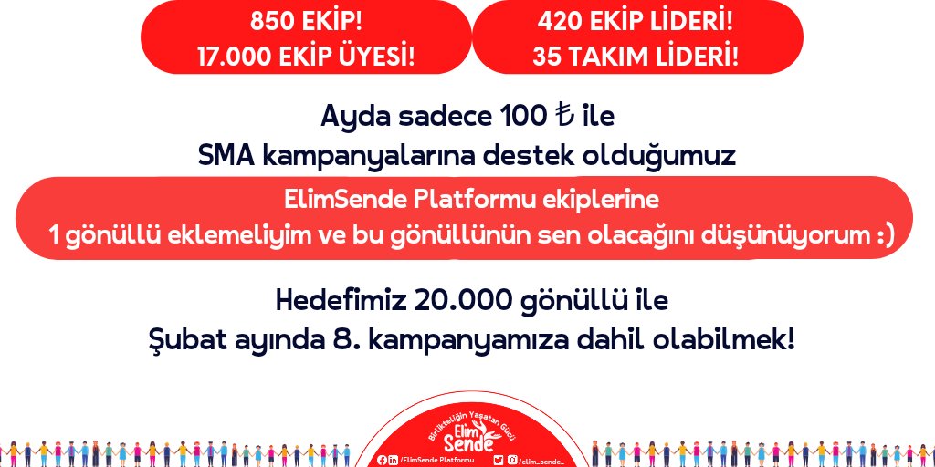 Ayda 100 TL ile SMA'lı bebekleri kurtarmak için bir aradayız, sen de ElimSendeEkipleri arasına katıl!