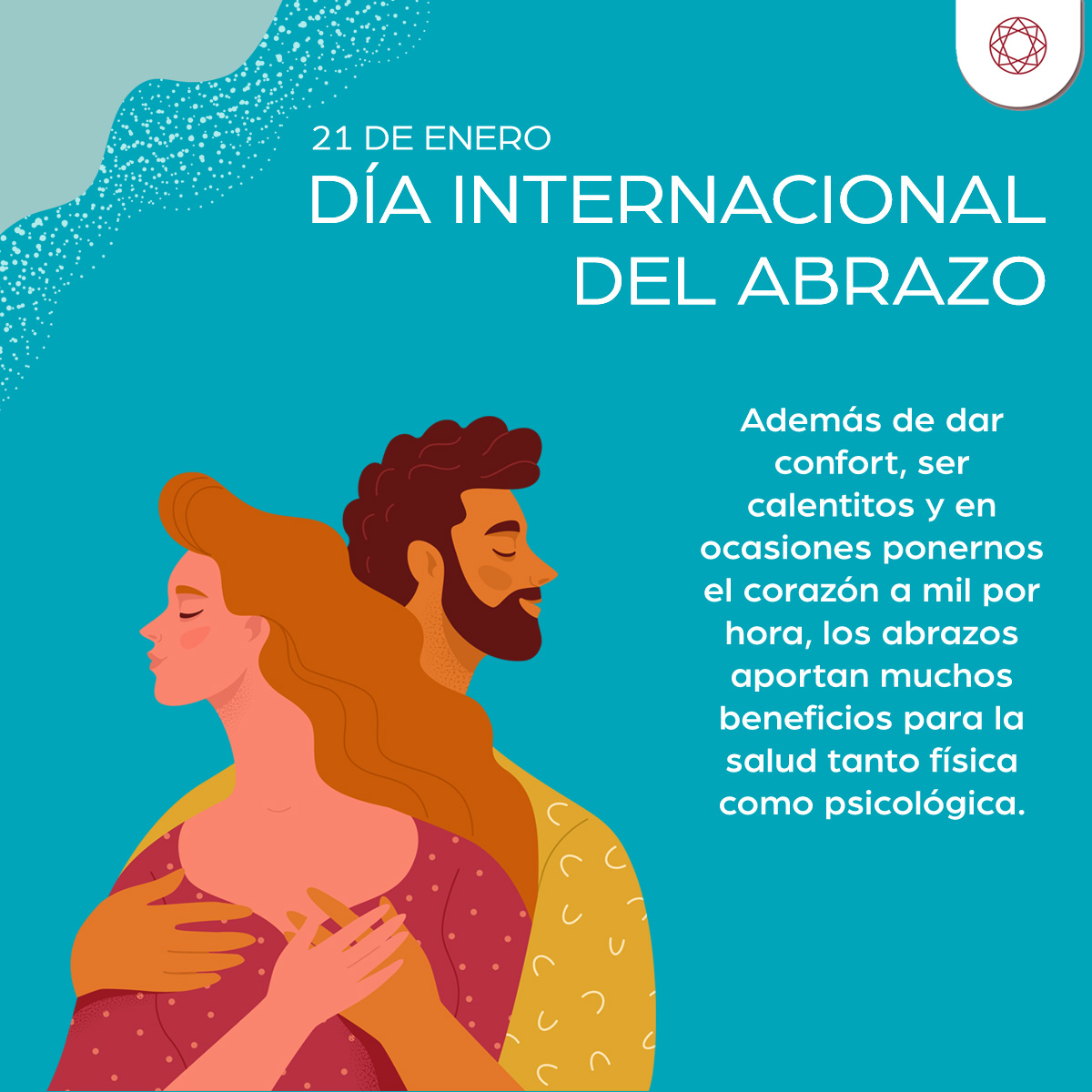 El psicólogo Kevin Zaborney, consideraba que la gente estaba muy estresada en general, y que si se abrazaran con mayor frecuencia, les ayudaría a mejorar su salud física, emocional y espiritual.
CRISTALJOYAS.COM

#DiaInternacionalDelAbrazo