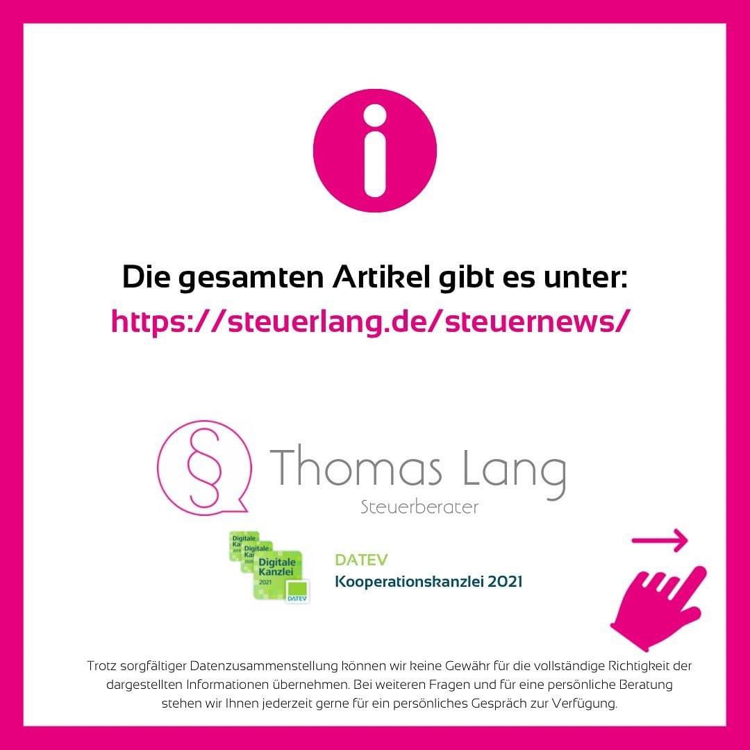 steuerlang's tweet photo. Artikel aus unserem monatlichen Steuer-Newsletter kompakt für Sie zusammengefasst. 📰

#steuernewsletter #information #digitalekanzlei #datev #wissen #effektivität #effektivesteuerkanzlei #thomaslangsteuerberater #selb #steuerlang #magenta #uptodate #steuerberatung #steuerberater https://t.co/fXnPOcTJSQ