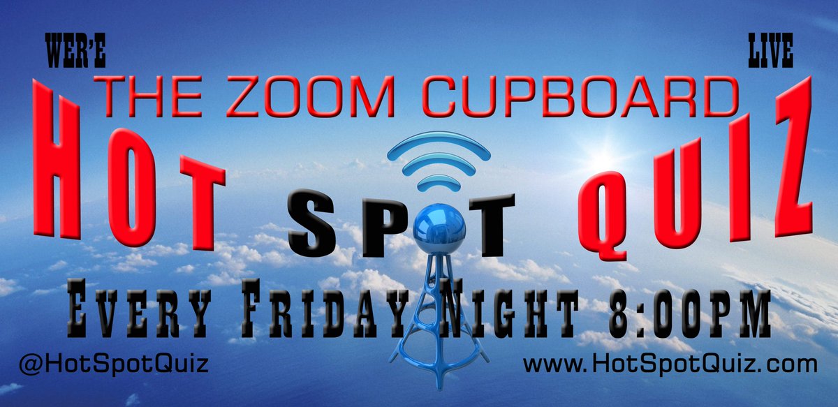 Play The <a href="/HotSpotQuiz/">Hot Spot Quiz 1.5k</a> <a href="/DaveDDecks/">DJ Dave Bradley 🙏🇺🇦🙏</a> <a href="/TheUrmston/">The Urmston</a>
#Lockdown3 #ZoomQuiz #ZoomCupboard #SpeedQuiz #SuperSIMulcast #LiveQuiz Facebook.co.uk/groups/HotSpot…
PAYPAL (online): bit.ly/3jAD3kJ
Friday 21st January 2022 8pm start
us02web.zoom.us/meeting/regist…

Thanks to <a href="/SpeedQuizzing/">SpeedQuizzing</a> &amp; <a href="/Zoom/">Zoom</a> RT