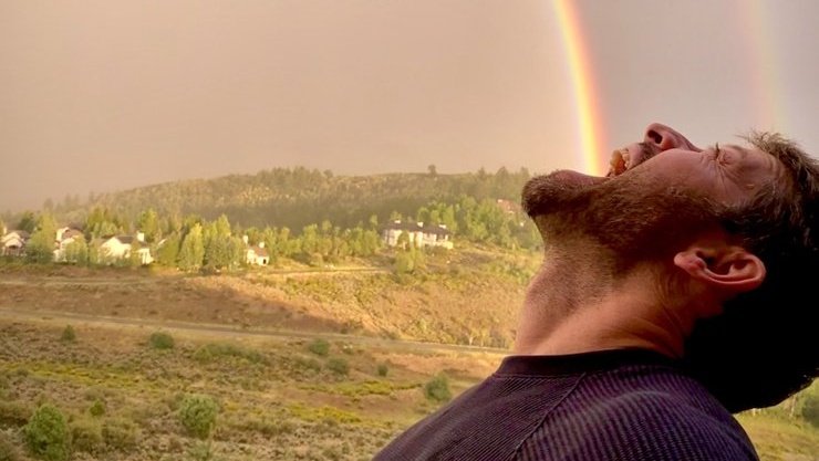 CasIsLoved's tweet image. Misha Collins shoving stuff into his mouth