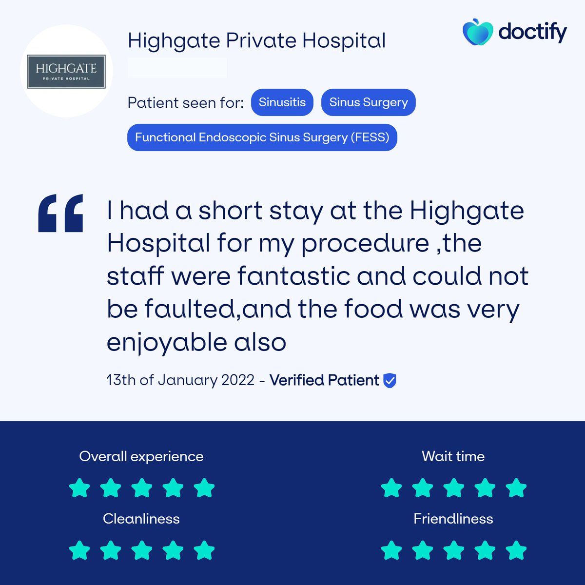 Great to see our patients are getting the exceptional healthcare Highgate Hospital is known for.