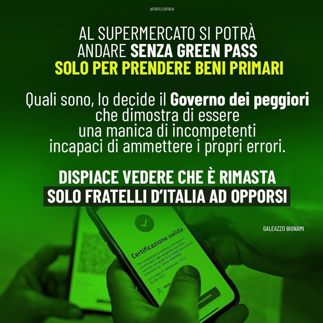Solo Fratelli d’Italia si oppone a questa follia
#FratellidItalia
