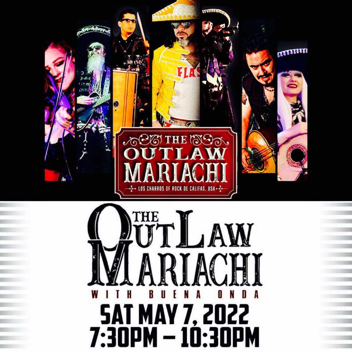 GunSkullRicky's tweet photo. Join us Saturday May 7th at @OVP_Theatre for our Cinco de Mayo weekend show spectacular! @OutLawMariachi #cincodemayoweekend #theoutlawmariachi #mariachi #rock #rockmariachi #mariachirock
@BelleMartele @rockyrhoads_ @NicoStixx @NANDOOM_V @LightnWoodcock #buenaonda https://t.co/swQyYKmJYC