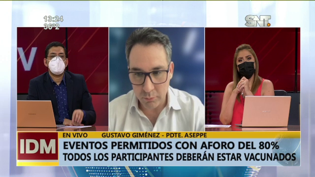 sntparaguay's tweet photo. 🔴 Evento permitidos con aforo del 80%
🗣️ La última dosis debe ser aplicada dos semanas antes de la actividad social. Gustavo Giménez, Dir. de #ASEPPE nos comenta sobre estos nuevos protocolos👇
📺 #IDMSNT
🔗https://t.co/Rw8ZR0SMrY https://t.co/2zRFZEYlFJ