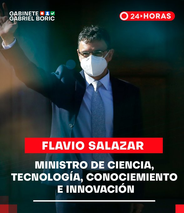 ✨Felicitamos al nuevo Ministro de Ciencia, Tecnología, Conocimiento e Innovación Flavio Salazar, quien además de tener una importante trayectoria en I+D, cuenta también con experiencia en los ámbitos de la transferencia tecnológica y EBCT ¡El mejor de los éxitos!👨‍🔬👩‍🔬🚀