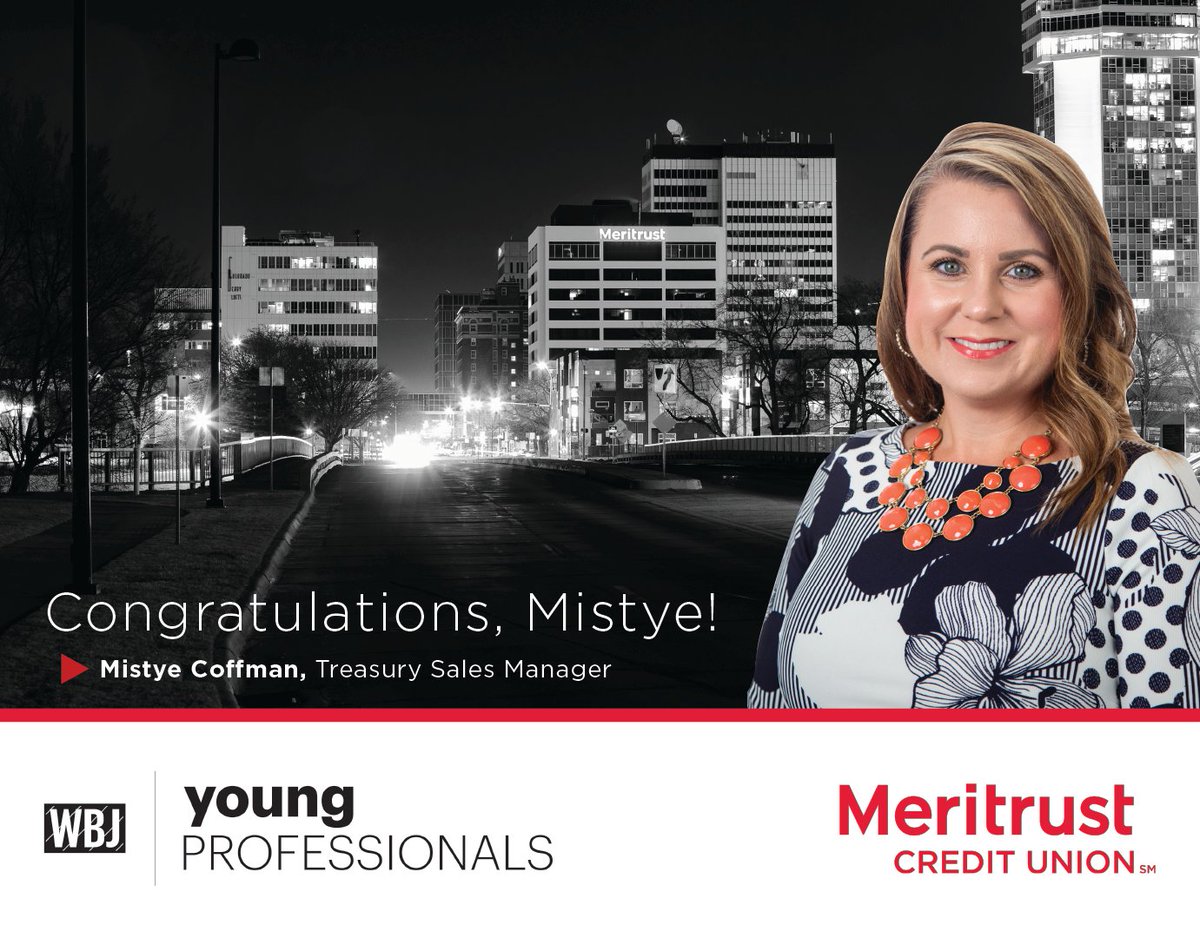 meritrustcu's tweet photo. Join us in congratulating Mistye Coffman who was selected as a @ICTBizJournal Young Professional in Professional Services. Mistye embraces the Meritrust mission of improving lives by providing tools and solutions to our business partners. #TeamMeritrust https://t.co/dbh1yVAENG