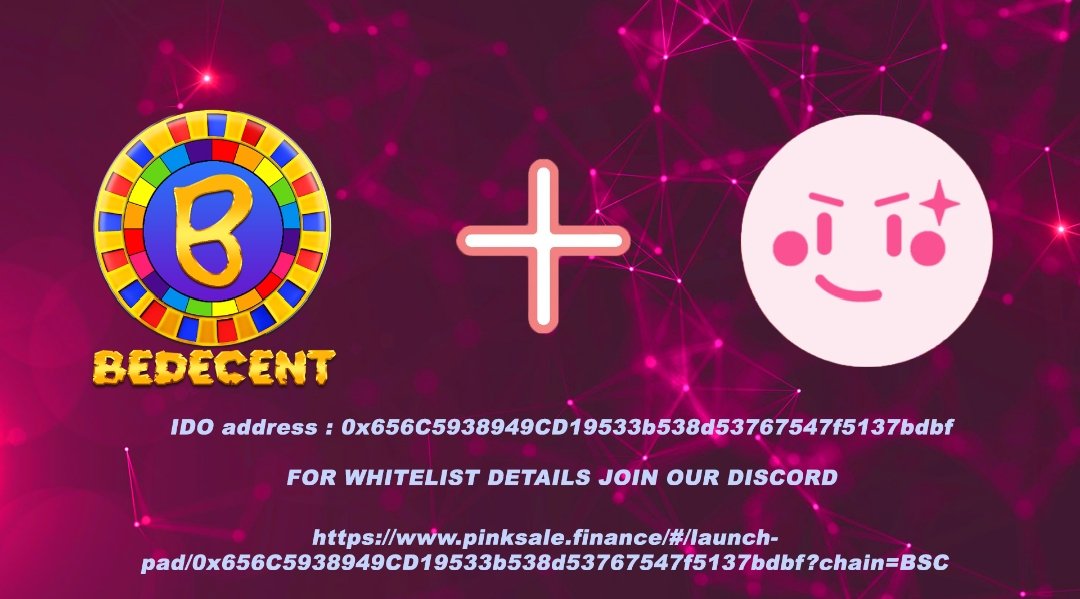 🎉🤑Don't miss the coin launch of <a href="/bedecent_lotto/">BeDecent</a>🤑🎉 #Whitelisting started
To Enter
👉Join Telegram :t.me/bedecent
👉Join Discord:discord.gg/5YMTMbw9m4
👉Follow <a href="/bedecent_lotto/">BeDecent</a>
👉 Only 1000 WL slots , join their #DiscordServer 
#Whitelist #OG #nft #Binance #ad #bede