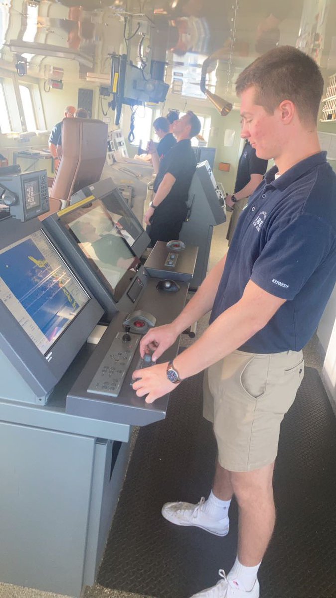 DE William Horolbogen checking the radar on the TS Kennedy while entering Mayaguez Puerto Rico #BucsAtSea