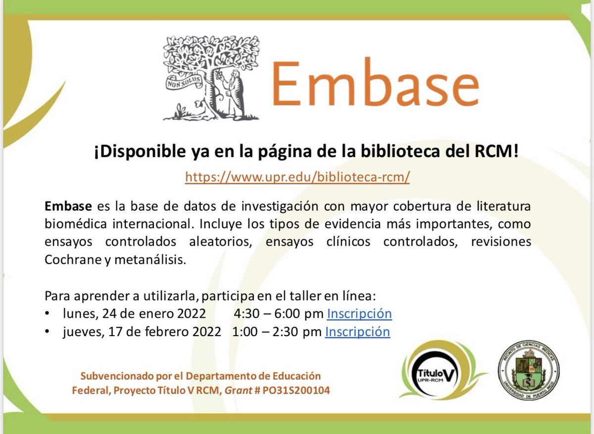 prensa_RCM's tweet photo. Talleres de EMBASE | ¡Disponible ya en la página de la biblioteca del RCM! https://t.co/kwmuOvAWlp
