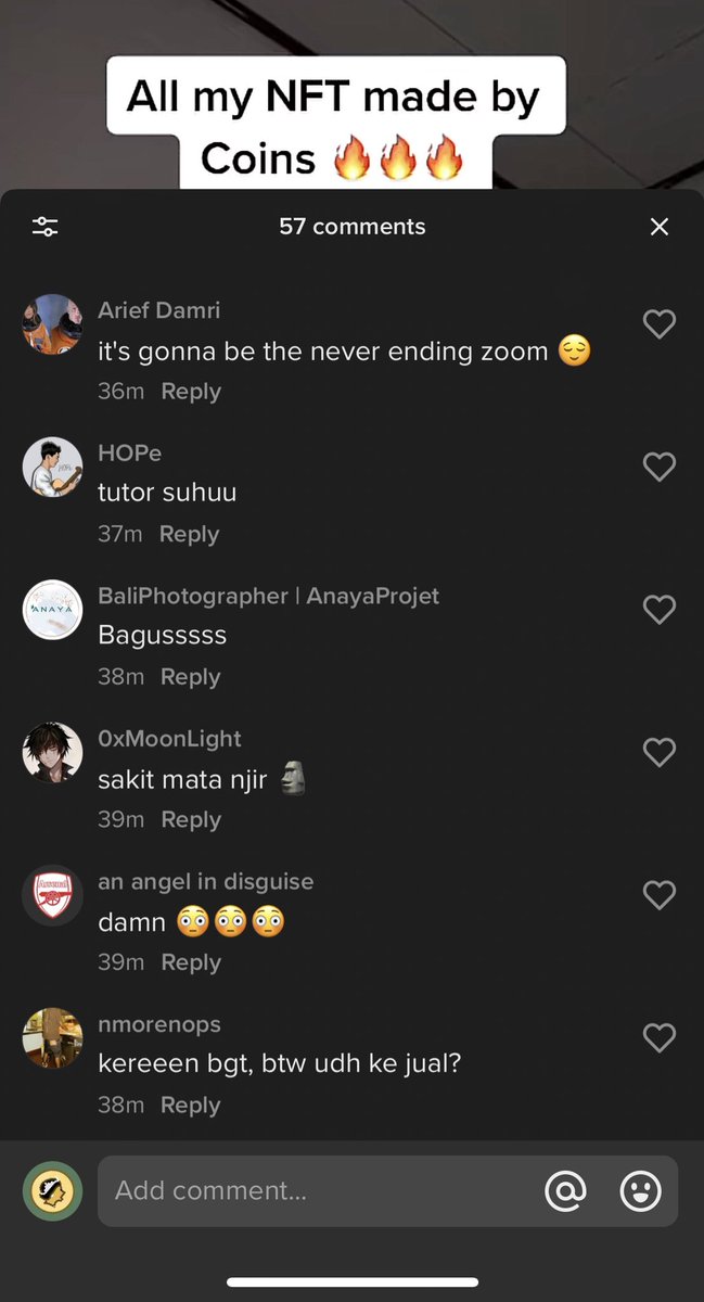 cryptocuans's tweet photo. Dang!! Just posted 3h ago on TikTok and going viral. Drop your NFT here🚀🚀🚀 Let’s gooo~ #NFT #NFTCommunity #dropyournft https://t.co/N2gLXS2WzJ