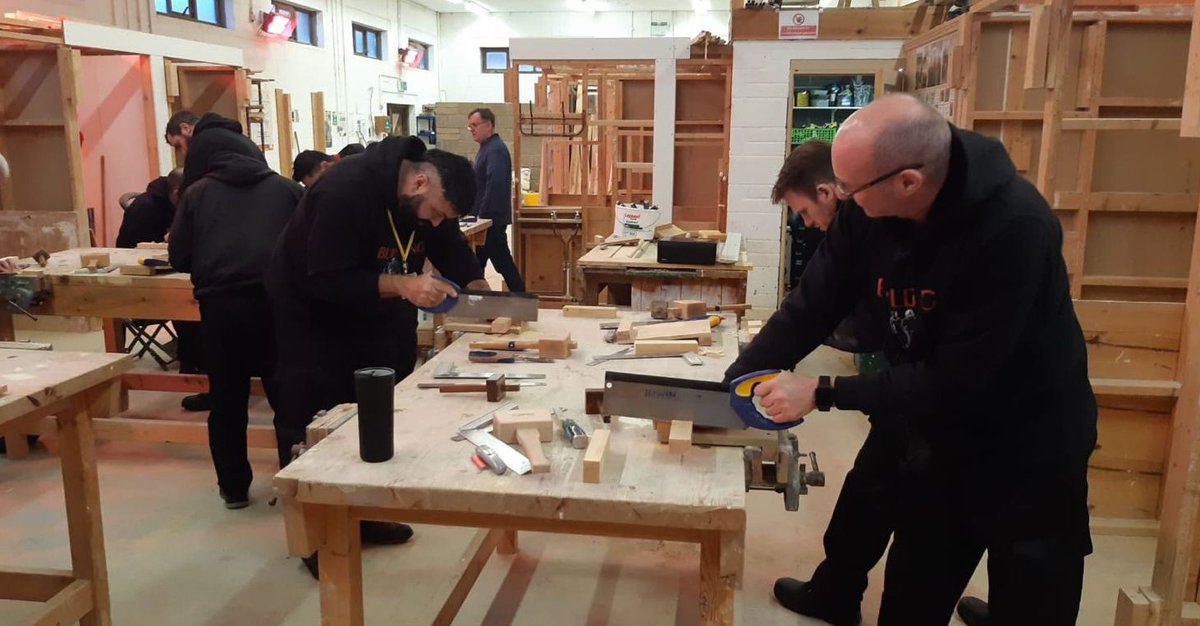 buildingheroes's tweet photo. Colchester's 30th Cohort got underway earlier this month 👷

With 13 learners and over 240 years military experience between them they got stuck straight into learning new carpentry skills!

#construction #cohort #learners #military #serviceleaver #constructioncourse #course https://t.co/eimVwfEX9g