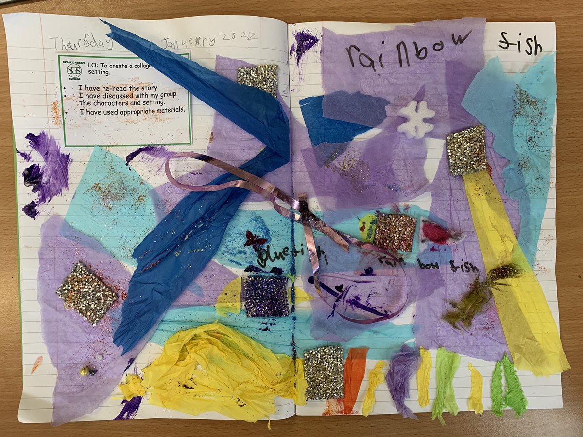 StroudGreenSch's tweet photo. Look at year 2’s lovely Rainbow Fish collages 🌈 🐟 #literacy #reading #crosscurricular https://t.co/Hg1Suwr4XP