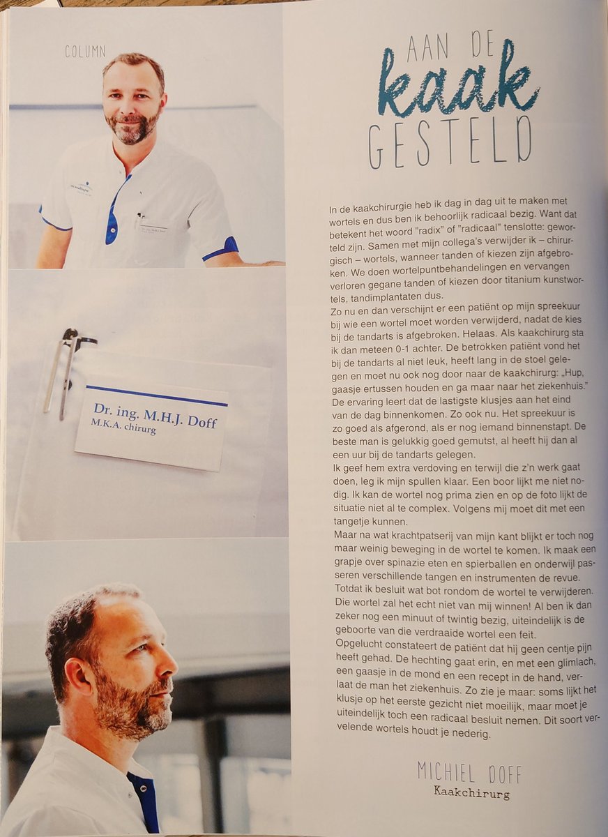 Altijd leuk...een eerste column.

#terdege 
#mka 
#kaakchirurgie
#nijsmellinghe