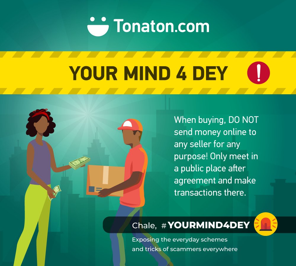 TonatonGhana's tweet photo. When buying, DO NOT send money online to any seller for any purpose!ββπ
ββοΈ Only meet in a public place after agreement and make transactions there.
#Yourmind4dey #tonatonghana #tonaton https://t.co/415mPpcfSv