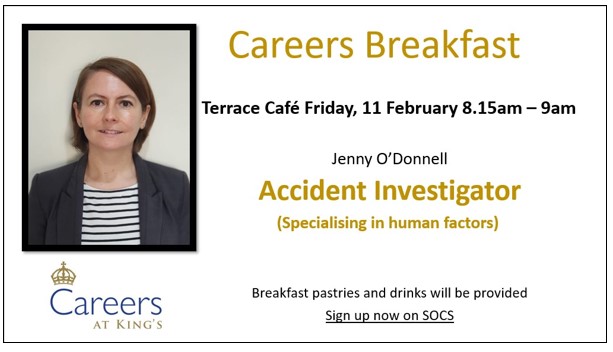 We are thrilled to announce our series of Careers Breakfasts will begin next month!
On Friday, 11 Feb at 8.15am & we are delighted to be joined by Jenny O’Donnell, Accident Investigator
Parents have been emailed details of how their child can sign up #CareersatKings https://t.co/02HTnN7N73