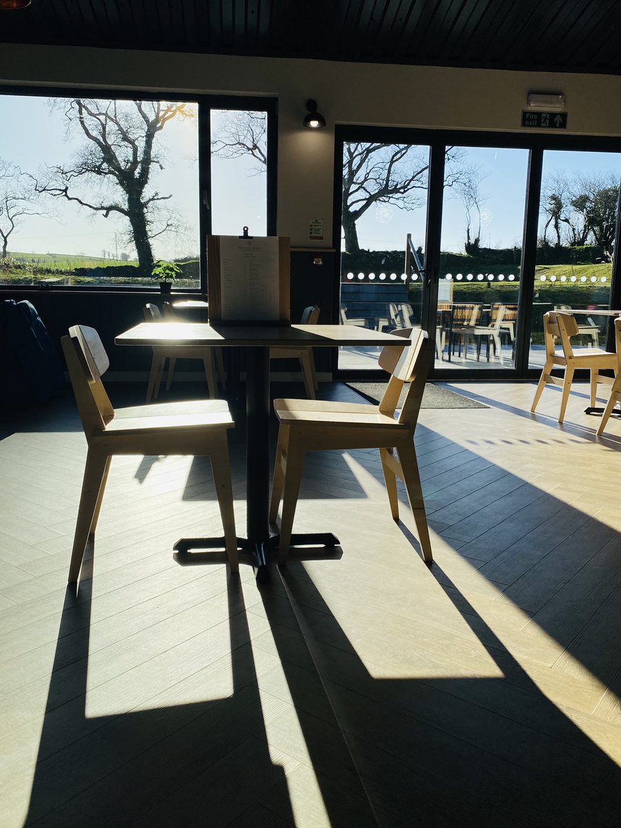 Our hand made tables and chairs looking glorious in the winter sunshine at Treguddick. 😊❄️🌞 #cornwall #distillery #cafe #eatout