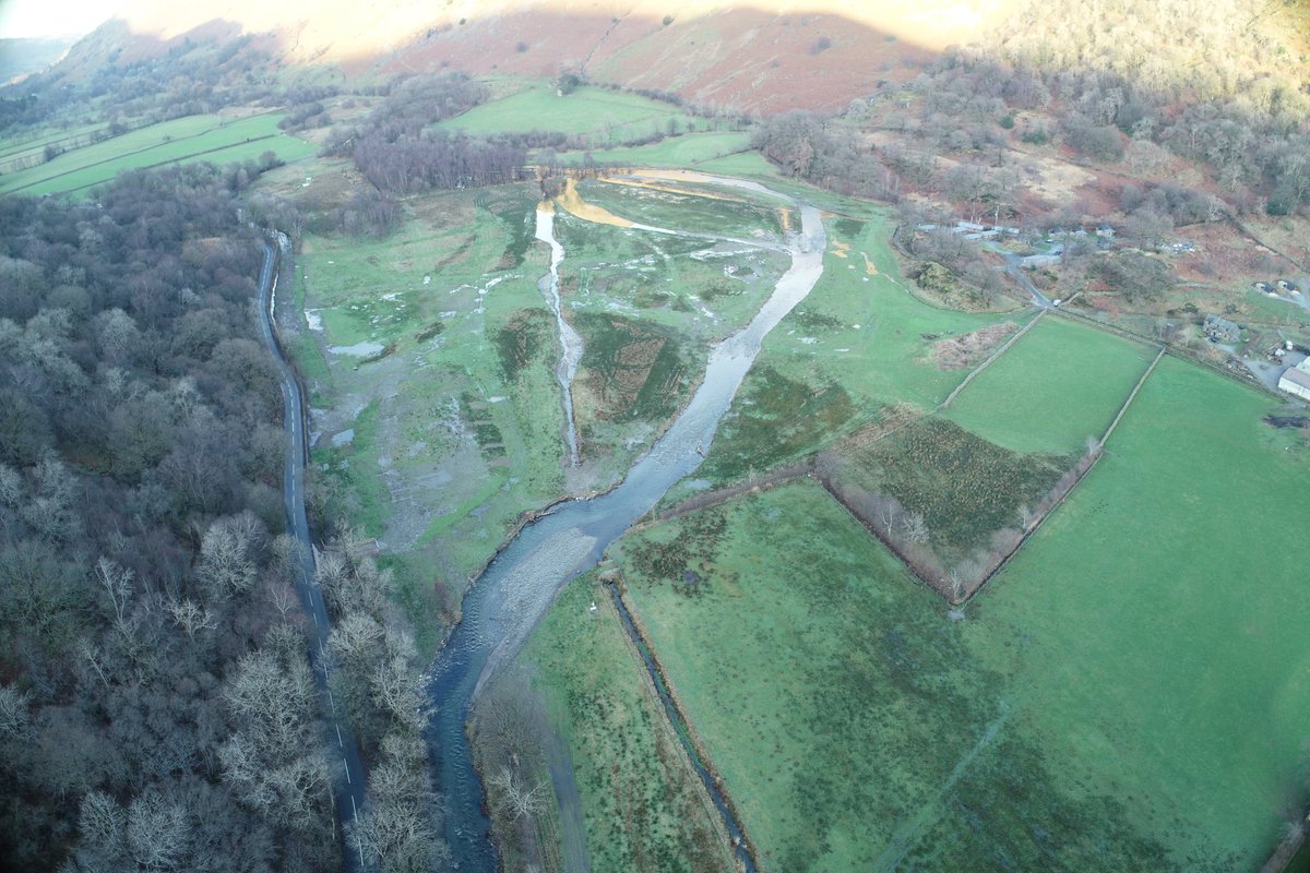 River rewiggling update (from The Lakes series) @salfordhydro says <a href="/nationaltrust/">National Trust</a> #rewiggling of #GoldrillBeck has been completed. It's no longer straight against the road - now it “wiggles” through the floodplain &amp; trees and is a fantastically diverse river channel.
