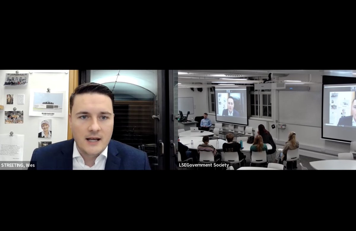 LSEGovSoc's tweet photo. We were honoured to be joined by @wesstreeting last night for our first event of 2022! Thank you for joining us Wes! Wes and @joshuarturner spoke about his background; motivations; and the Government's performance. 

A 🧵of the highlights: https://t.co/HJjFp7b57u
