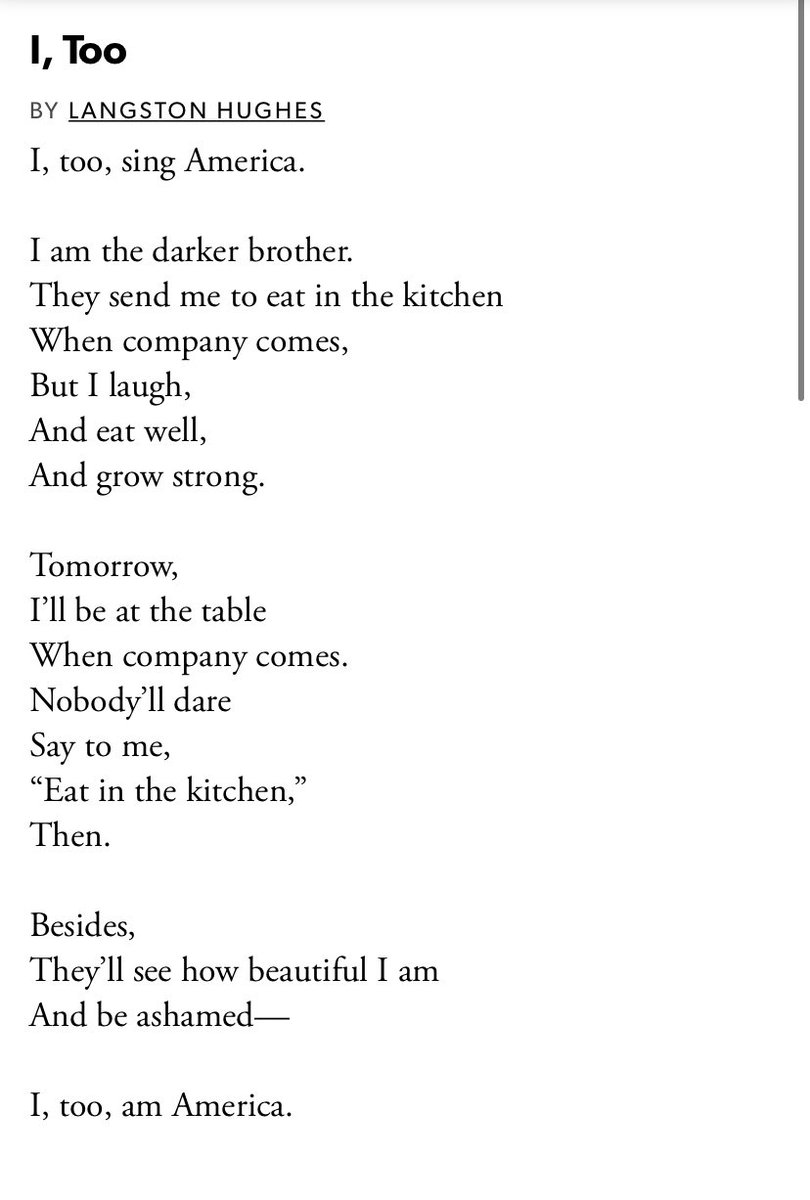 VisionsUnlimit8's tweet image. “I, Too” by Langston Hughes 
#Tomorrow #Besides #ItooamAmerica  #2022elections
