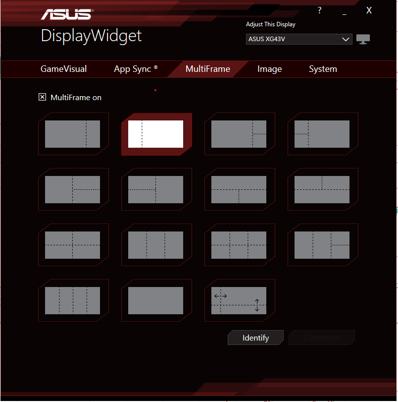 _TheCoinMan's tweet photo. @ASUS_ROG @ASUS_ROGUK @ASUSUK 
Can you fix this please? Why did you miss the most obvious option of split screen, or allow the bottom bars to be removed from the custom, can't believe it gives all options less the obvious side by side 50/50 split screen! https://t.co/OpJE7dPNXV