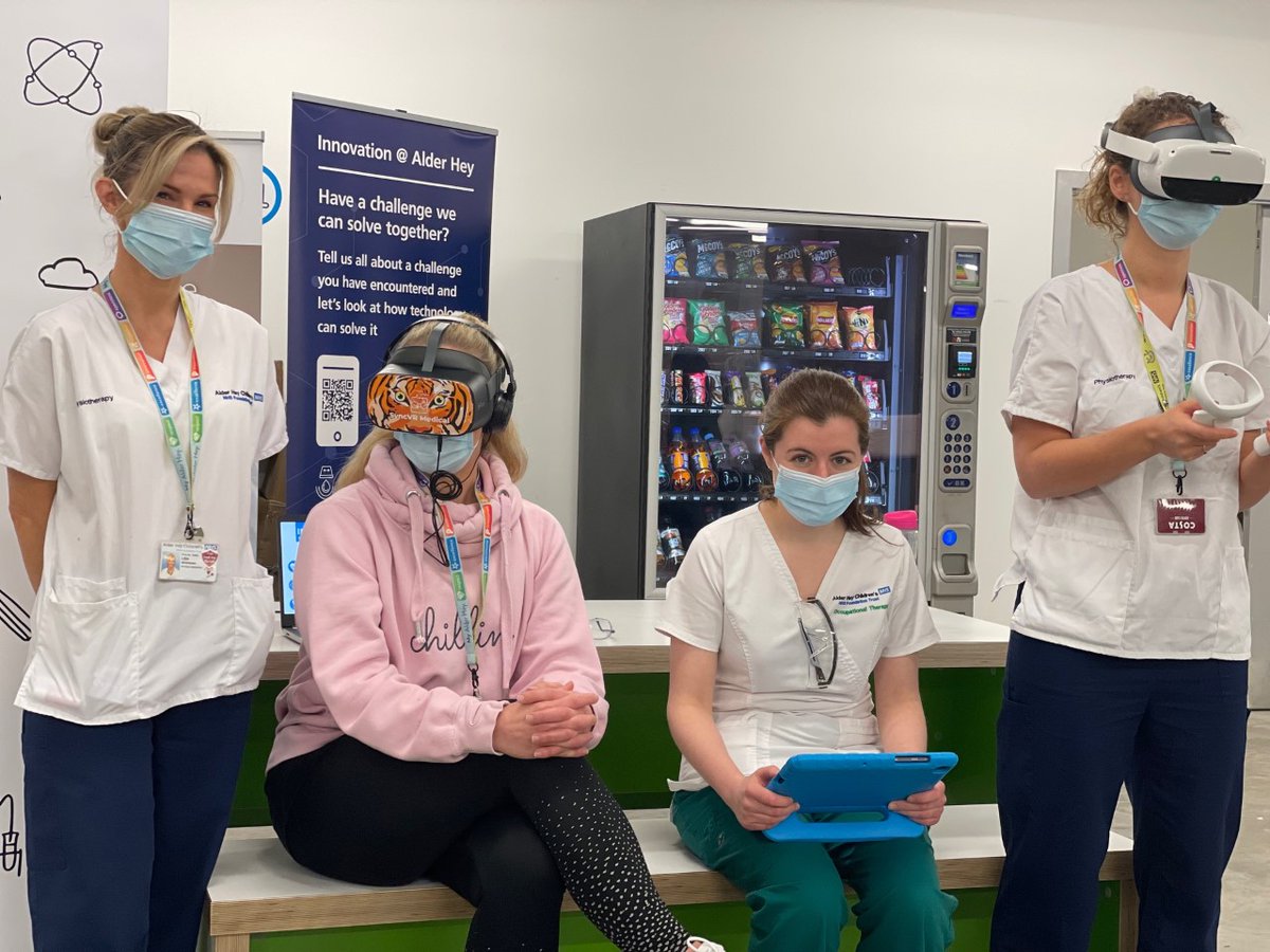 AlderHeyInnov's tweet photo. A great #VR session this morning @AlderHeyInnov with @AlderHeyOT & @AlderHeyPhysio teams.🚀
Thank you to #SyncVR Medical for demonstrating the immersive potential and application of VR for medical purposes 🥽🌟
#MedicalMetaverse #immersive #innovation https://t.co/yP6bE9k4dE