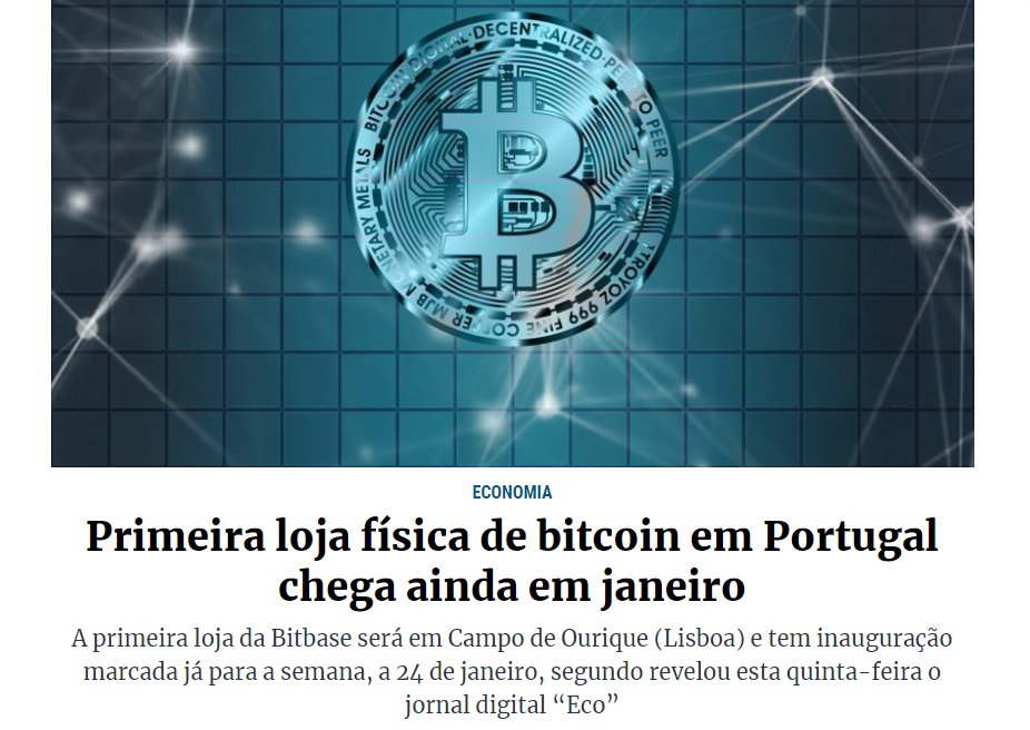 Bloctrends's tweet image. Llegá la primera tienda física de #Bitcoin  a #Portugal 
La primera tienda de #Bitbase estará en Campo de Ourique (Lisboa) y tiene prevista su apertura la próxima semana, el 24 de enero