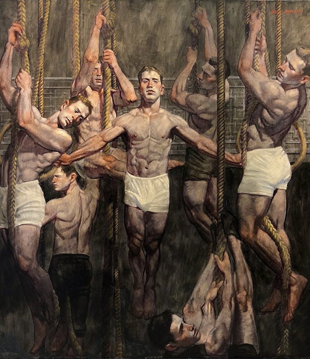 opancaro's tweet photo. Mark Beard, Seven Gymnasts on the Ropes, (probably) 1930s https://t.co/7Z5NAYMyaW