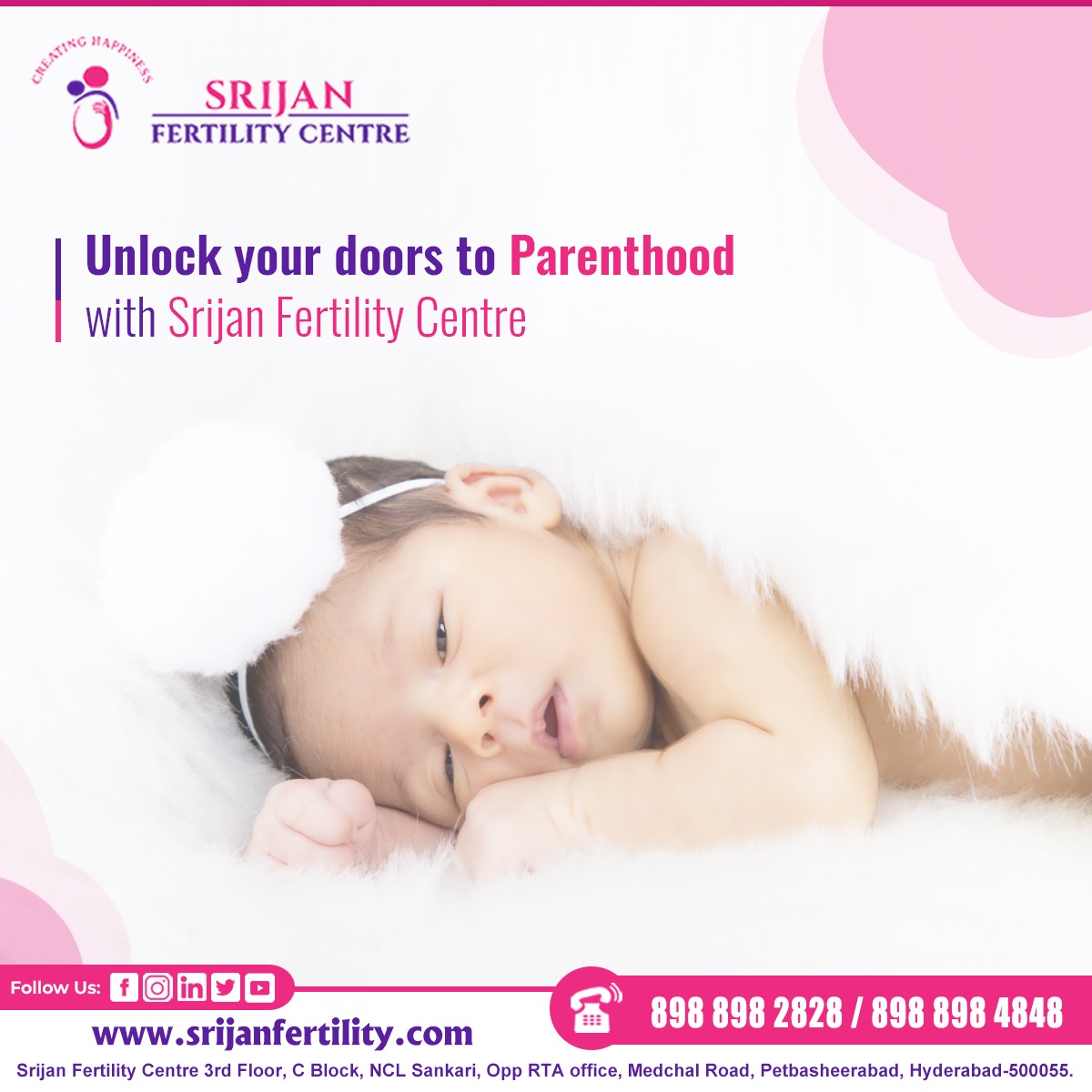 Srijanfertility's tweet photo. Let's break infertility &amp; make your parenthood dreams come true!!

Discover the possibilities with SRIJAN FERTILITY CENTER

Visit us on: https://t.co/xY2rIqyE1d

#DrKSreedevi #DrKSreedeviGynaecologist #Gynaecologist #BestFertilitycentre #fertilitycentre #BlockedFallopianTubes https://t.co/ifjIlbKPnj