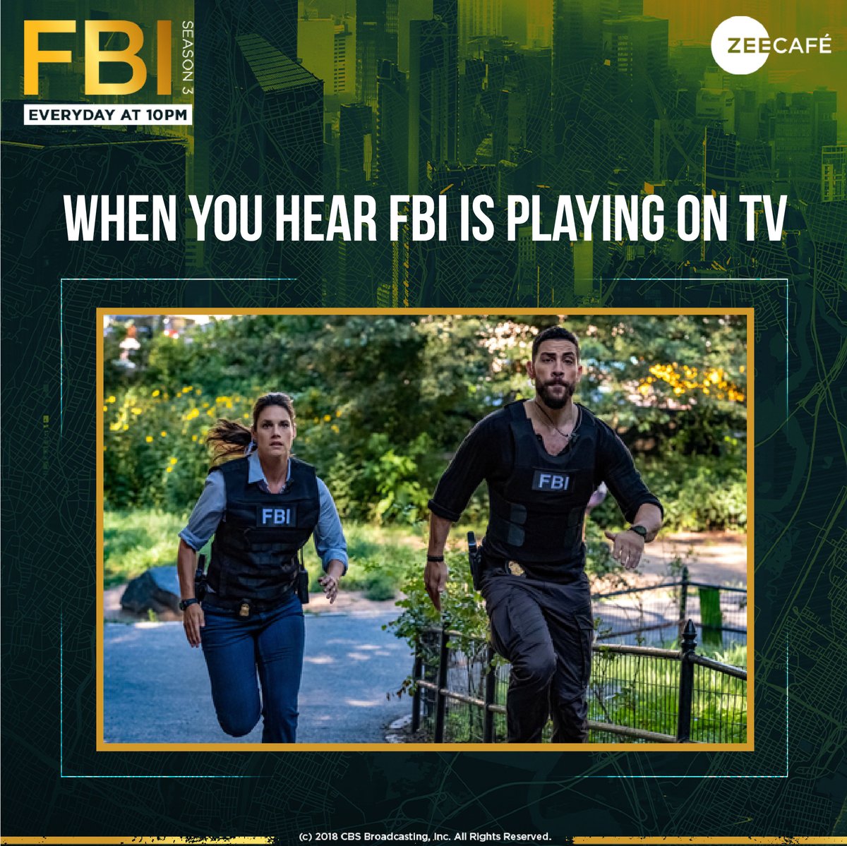 ZeeCafe's tweet photo. Make a run for your seat, FBI season 3 airs exclusively on Zee Cafe.
#TheFBIs #FBICBS #maggiebell #oazidan #missyperegrym #zeekozaki #bingematerial #favouriteshows #ActionPackedonZeeCafe https://t.co/YnZAjExtas