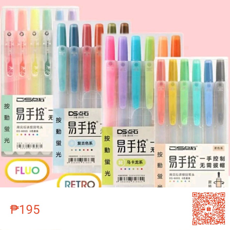 faerizshop's tweet photo. I'm selling FAERIZ DS 6pcs Retractable and Refillable Highlighter Pens  (Sold per set) for ₱195. Get it on Shopee now! https://t.co/cT9yKEvvVx #ShopeePH #Budolph #ShopeeCNYSale https://t.co/rWZGYWynqx