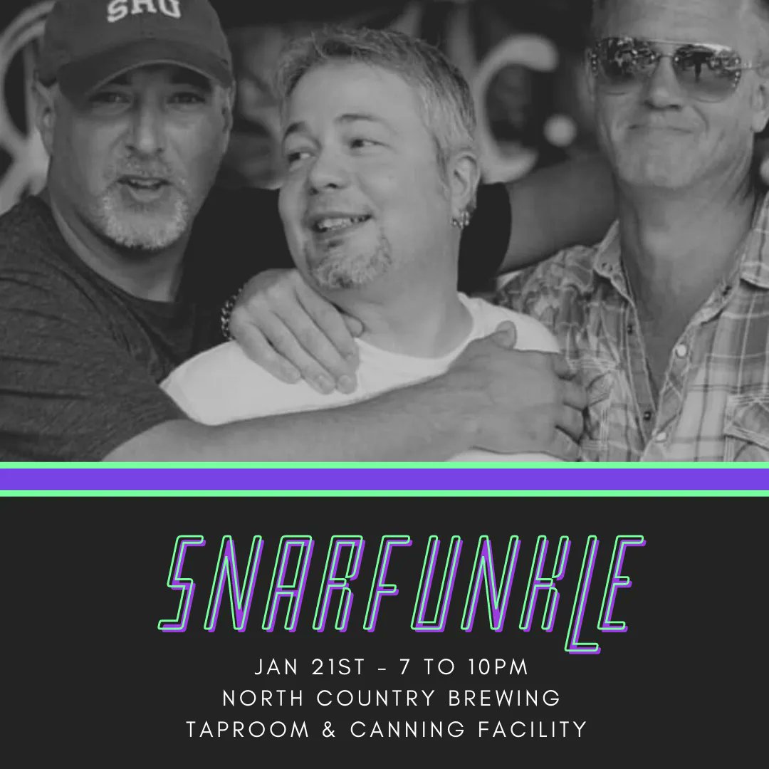 northcountrybrewing Snarfunkle is LIVE tonight, from 7 to 10PM! 
#localmusic #drinklocal  #northcountrybrewingco #ncbc