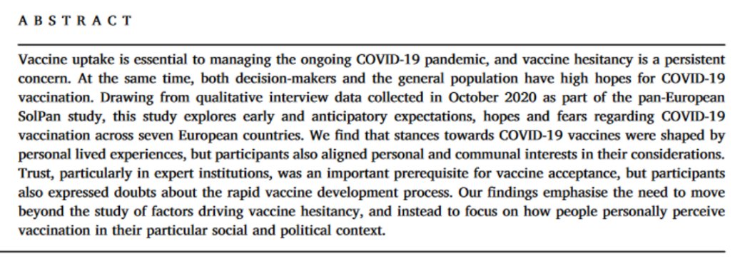 Bettina Zimmermann (@bettizimm) on Twitter photo Published now: Anticipating hopes, fears and expectations towards COVID-19 vaccines: qualitative study from 7 European countries. With <a href="/katharinatpaul/">Katharina T. Paul</a> and other colleagues from <a href="/SolPan_Plus/">SolPan_SolPan+</a>. doi.org/10.1016/j.ssmq… Published now: Anticipating hopes, fears and expectations towards COVID-19 vaccines: qualitative study from 7 European countries. With <a href="/katharinatpaul/">Katharina T. Paul</a> and other colleagues from <a href="/SolPan_Plus/">SolPan_SolPan+</a>. doi.org/10.1016/j.ssmq…