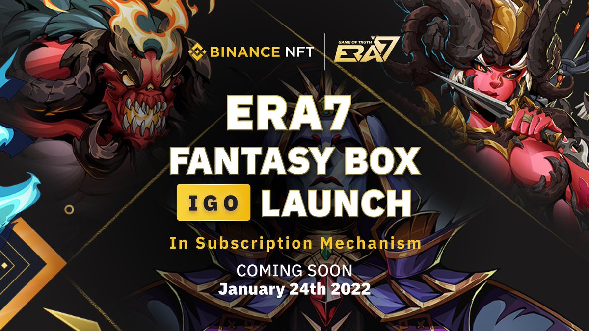 BinanceWallet's tweet photo. Coming soon to the Binance NFT Marketplace.

We’re proud to bring @Era7_official for an exclusive IGO event, coming soon!

The MasterCard obtained through Mystery Box can summon battle cards every day!⚔️

This is an #IGO you don’t want to miss!👇
https://t.co/kZL7M0OLFX https://t.co/ldDV2AIARQ