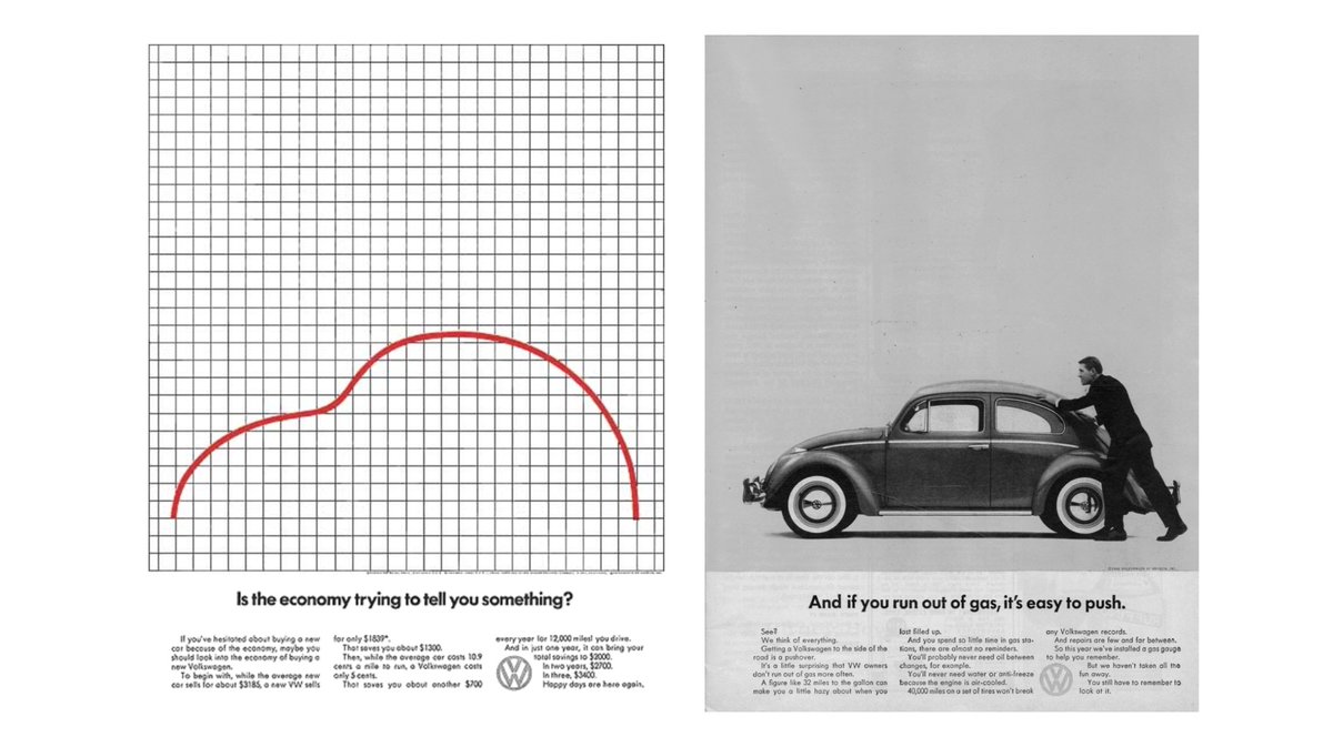 29) ‘Think Small’ subverted the laws of advertising at that point. The image of the perfect product to the perfect consumer was rejected in favour of a more real way of selling a product.